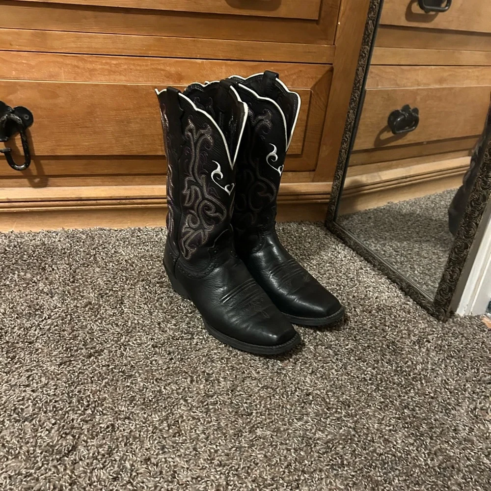 Justin Black and Purple Western Boots - Picture 1 of 7